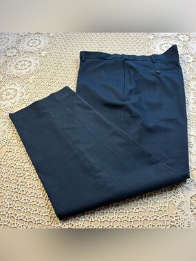 Savane Mens 42x32 Dress Pants Navy Blue Flat Front Stretch Trousers Slacks